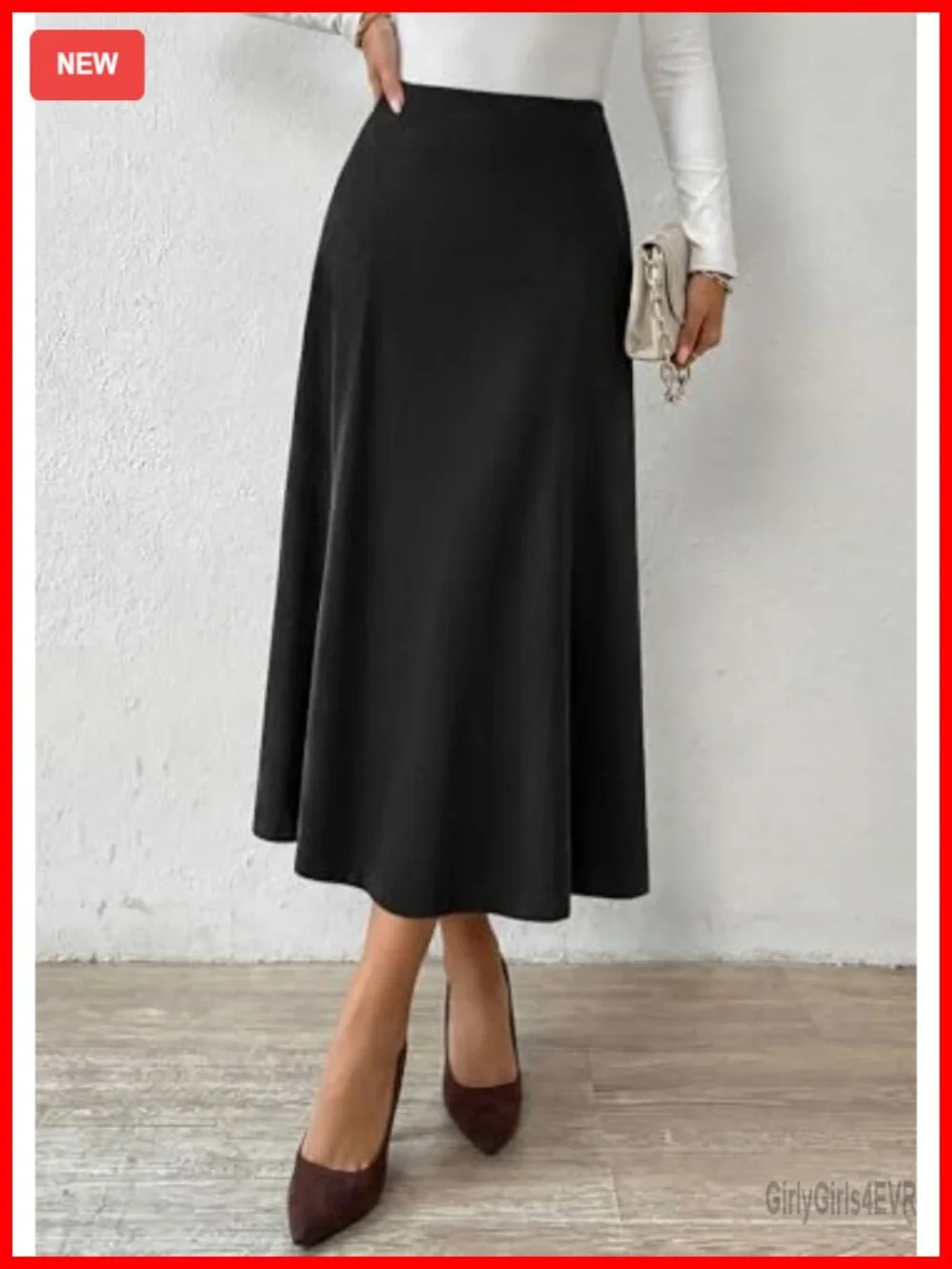 High Waist Faux Suede A Line Midi Skirt